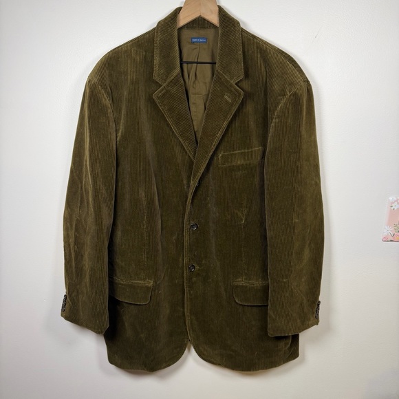 SOLD — Vintage Polo Ralph Lauren XL Olive Corduroy Blazer Coat Academia 90s - Picture 2 of 9